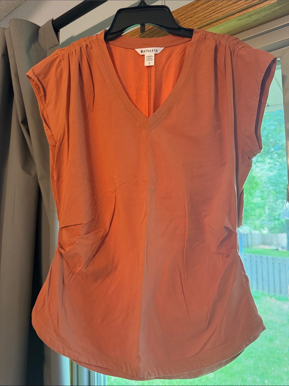 Athleta Rust Orange V-Neck Short Sleeve Top